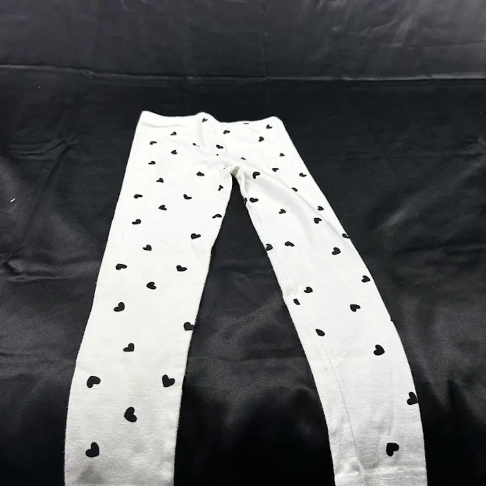 Gymboree‎ Girls White Leggings Black Hearts Size 6Y